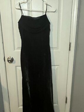 Vintage Dollar USA Black Velvet Spaghetti Strap Maxi Dress - Size XL (Fits More